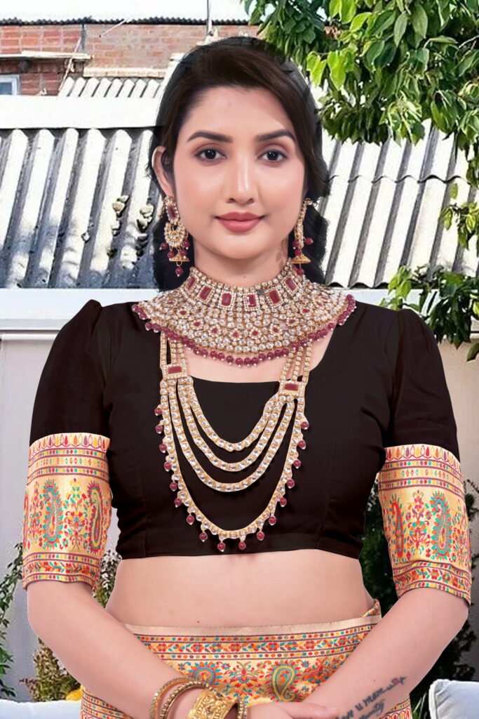 Kashmiri Pashmina Silk Sarees with Zari Border - Image 4