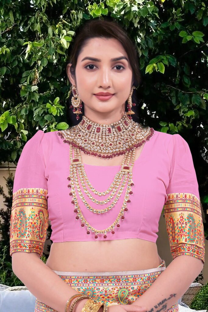 Kashmiri Pashmina Silk Sarees with Zari Border - Image 10