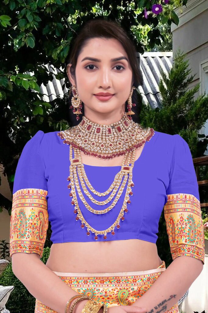 Kashmiri Pashmina Silk Sarees with Zari Border - Image 10